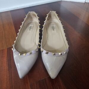 Valentino Taupe Rockstud Flats Size 39